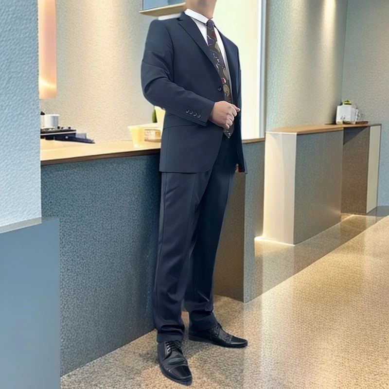 mejimus男士纯色高端羊毛西服套装商务休闲西服百搭西裤高档套西