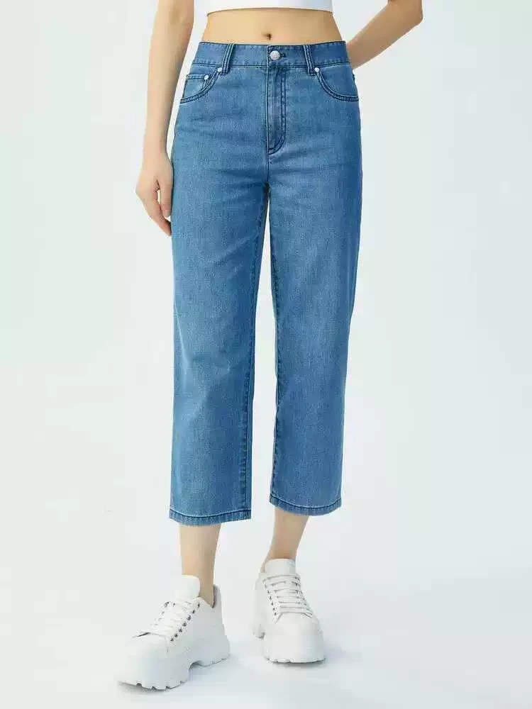 【商场同款】高腰九分牛仔裤春夏季通勤百搭显瘦直筒裤女5100473