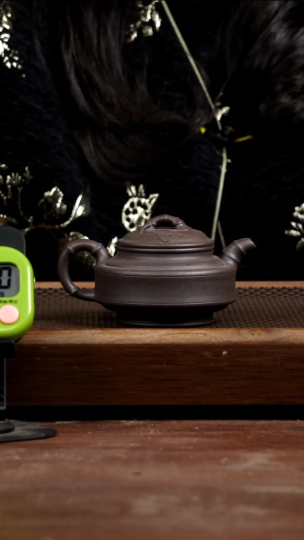 茶壶紫砂J**y天青双线竹鼓240CC