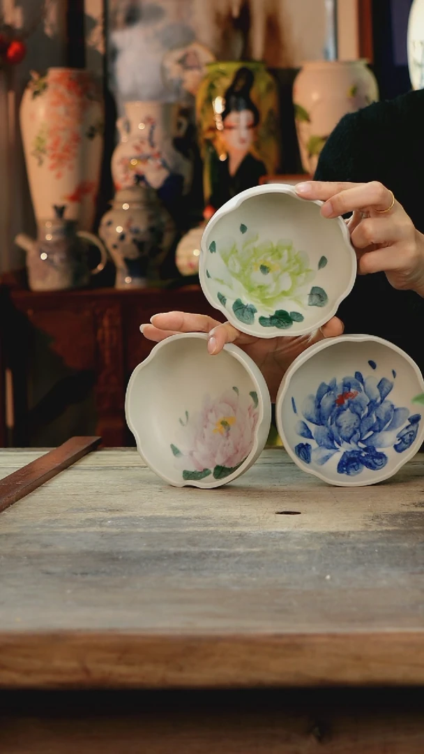 【闪购商品】瓷片景德镇纯手工釉下彩精品花瓶