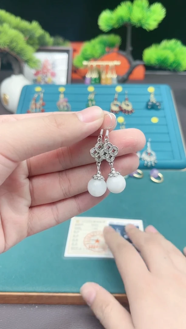 【闪购商品】和田玉耳饰银S925镶嵌332000