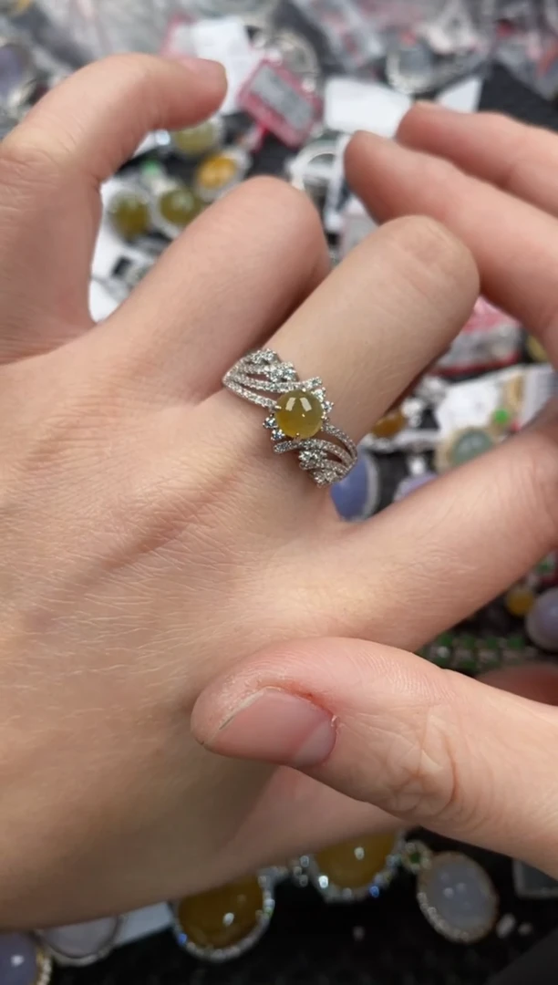 银S925镶嵌戒指翡翠12             3