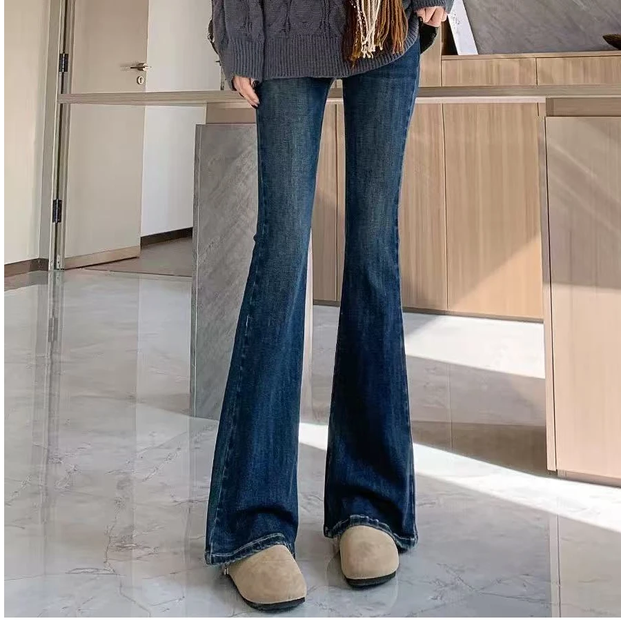 冬季弹力微喇牛仔裤阔腿裤（默认微瑕、无运费险）