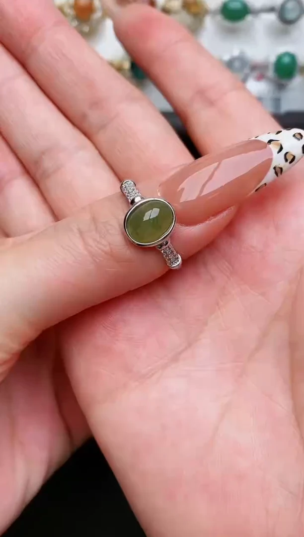 翡翠戒指银S925镶嵌@***月...