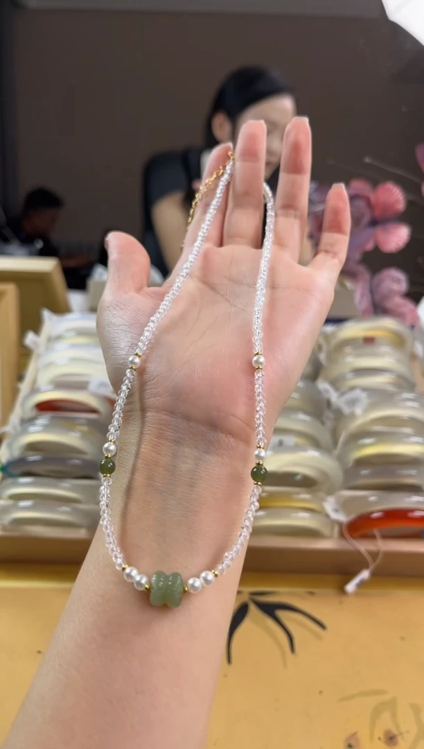 玛瑙/玉髓手镯未镶嵌水晶并蒂莲多圈手链珠子不包完美