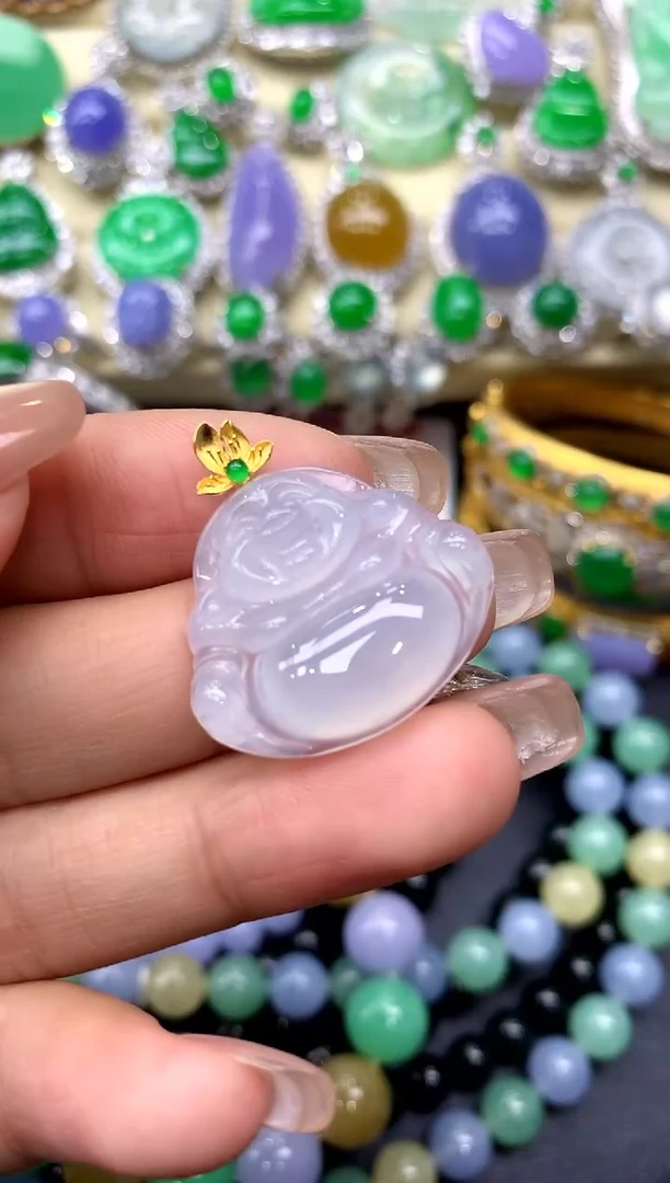 颈饰18K金镶嵌翡翠58-中国好珍宝