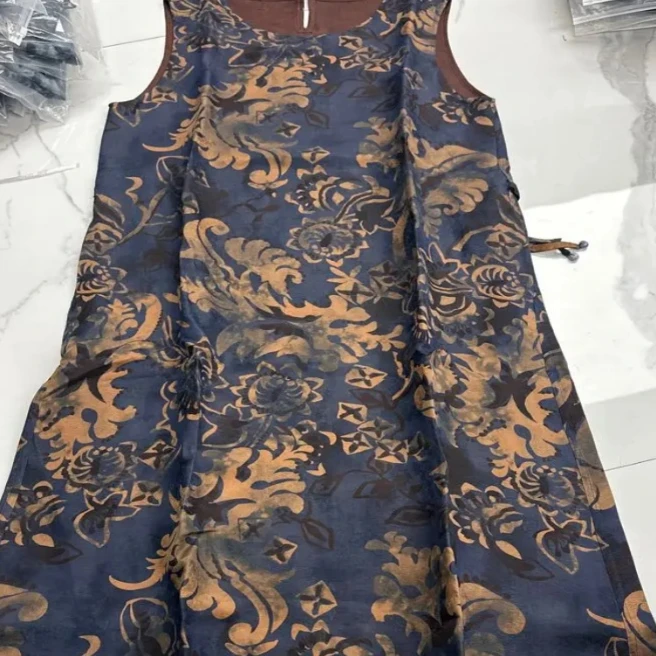 洋  新中式风 青花无袖背心裙 305024