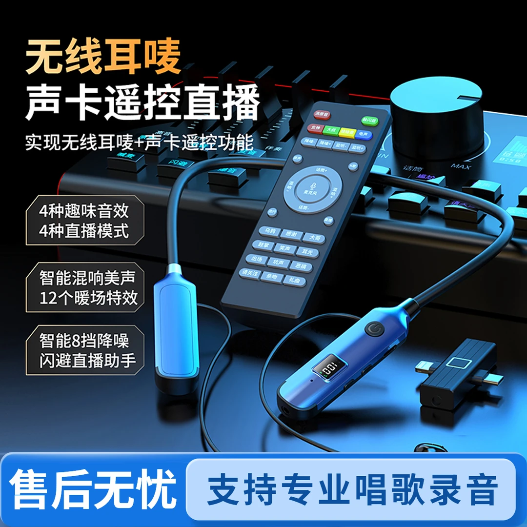 无线蓝牙耳机话筒麦多功能网红专业唱歌声卡麦一体机户外直播耳返