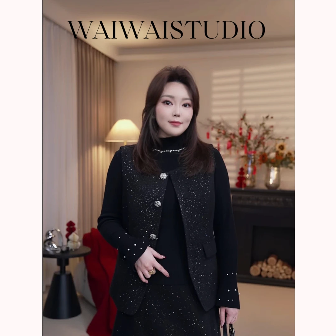 【慢调巴黎】显瘦撒银呢料羊毛重工百搭马甲 25S130