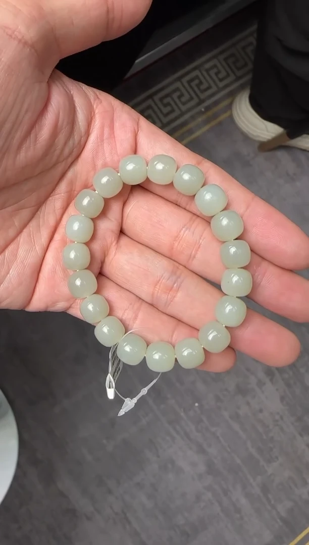 未镶嵌手串和田玉近矿青白玉手串卡9x10