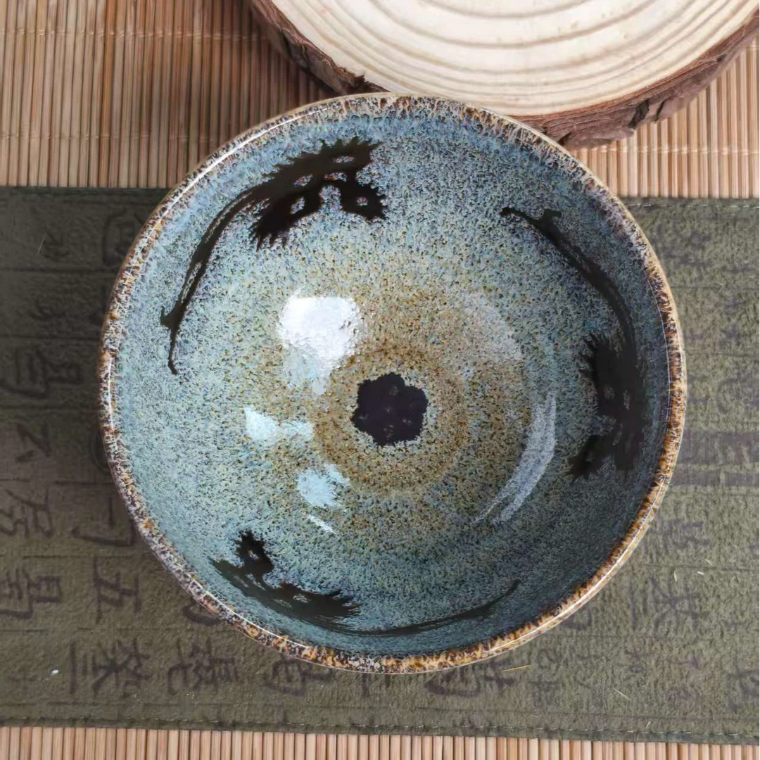吉州窑剪纸贴花不倒翁主人杯陶瓷精美
