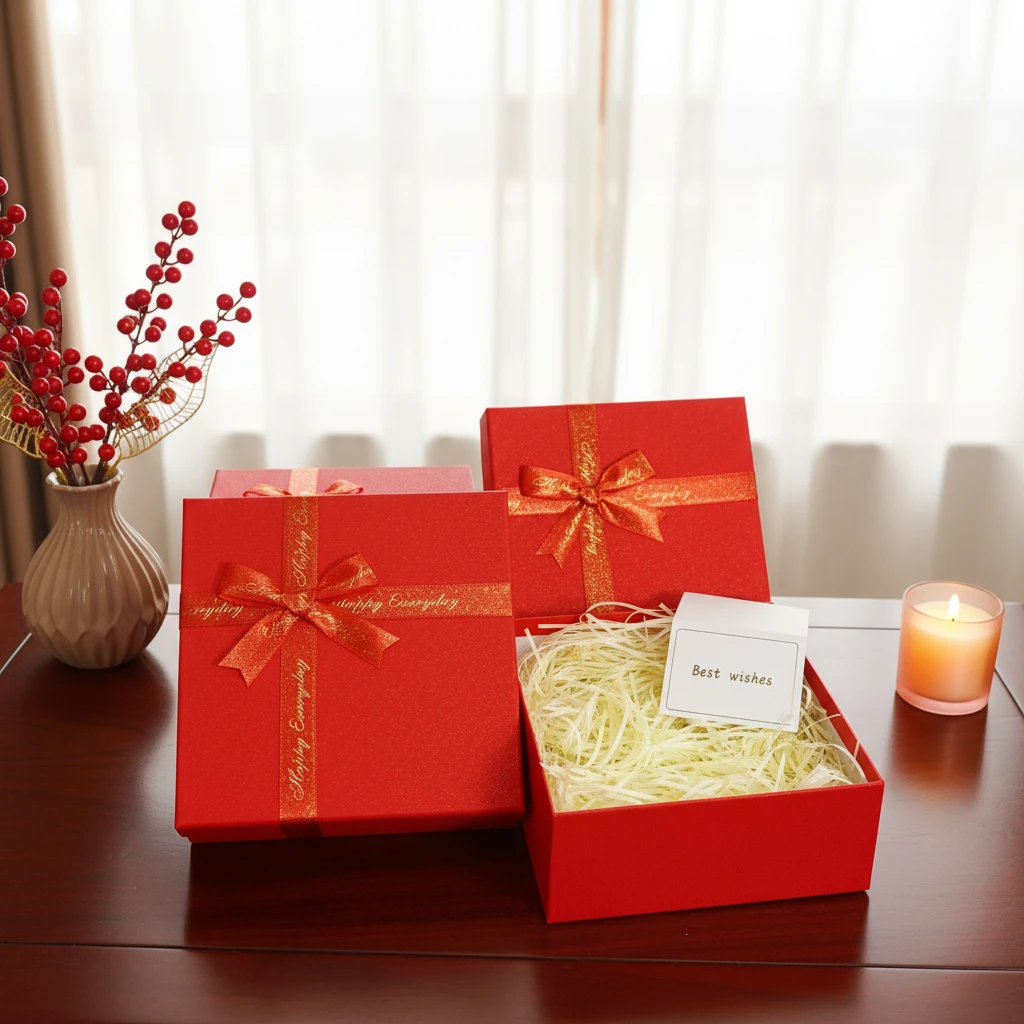 仪式感丝带礼物盒包装盒高端节日送礼围巾大号化妆品喜庆盒子礼盒