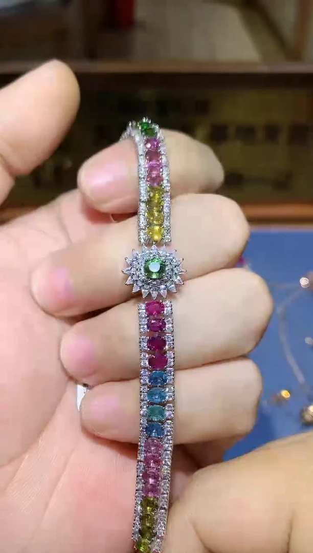 【闪购商品】碧玺手链银S925镶嵌........