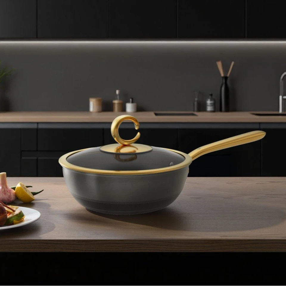 德国三头鹰24cm鎏金款钛锅❗ 物理不粘纯钛锅