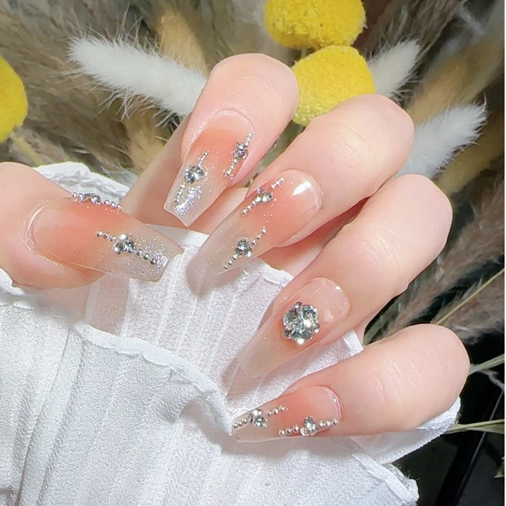 美人泪纯手工春夏气质堆堆钻手工高级穿戴美甲