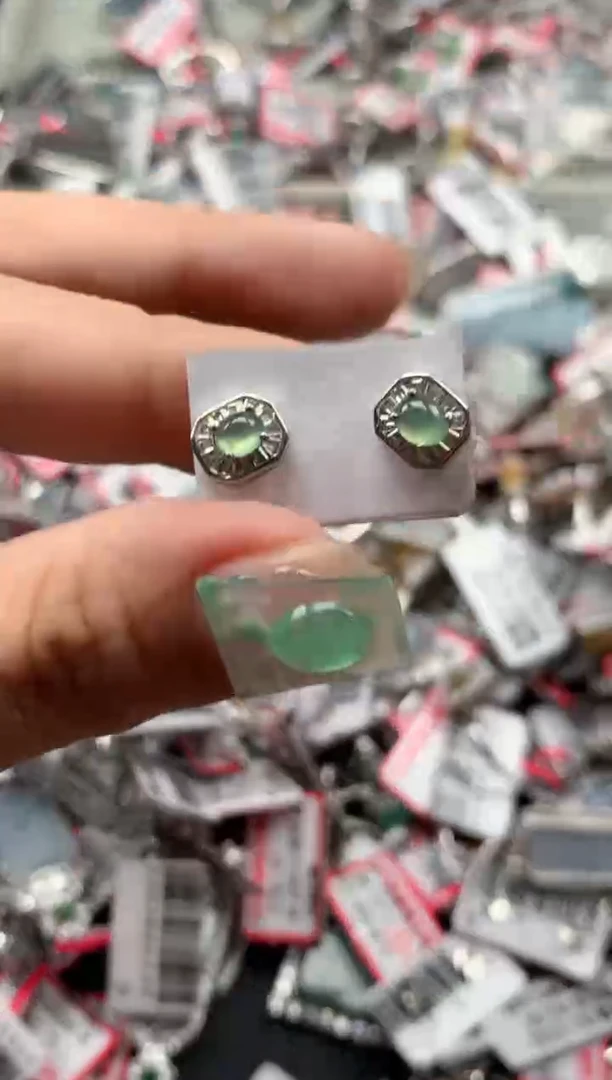银S925镶嵌戒指翡翠天然A货缅甸翡翠