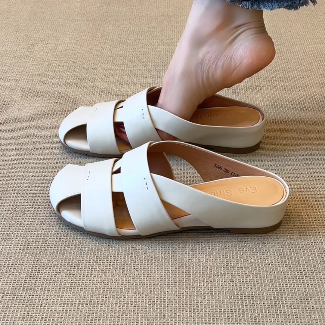 RubyL/4cm夏季新款休闲镂空透气舒适百搭纯色内增高外穿包头拖鞋