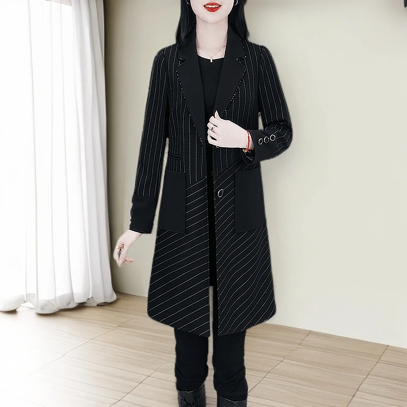 2025秋季新款西服爆款中长款高档风衣女大码女士中长款外套