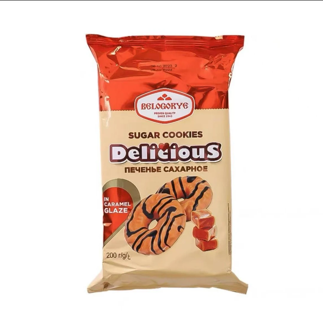 俄罗斯进口甜甜圈玉米小酥条焦糖味曲奇圈巧克力小酥饼干