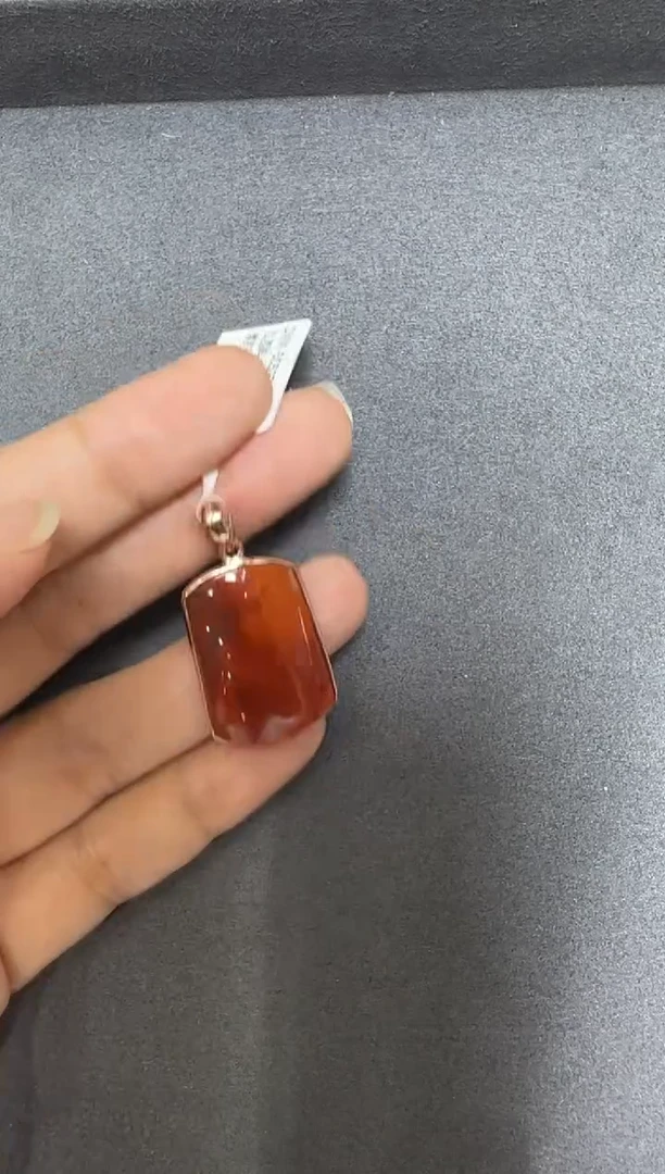 银S925镶嵌手链南红玛瑙瓦西料牛血底火焰纹南红无事牌