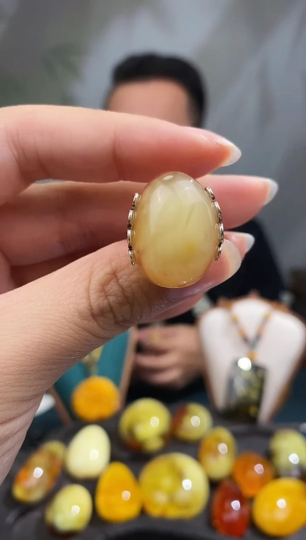 裸石琥珀银S925镶嵌 全国 包邮