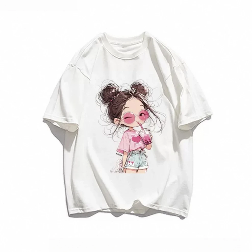 夏季新款女童纯棉短袖T恤洋气可爱女孩印花薄款夏装百搭时尚上衣