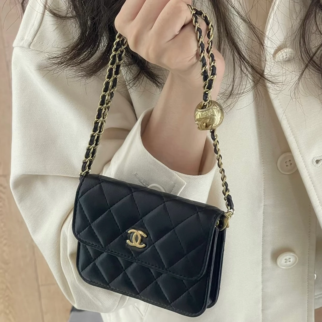 未使用 Chanel/香奈儿 4098|香奈儿黑金金球斜挎包mini腰包