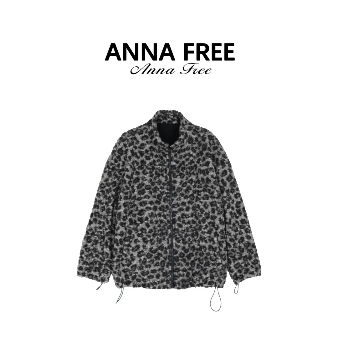 ANNA FREE 2025新款洋气豹纹女宽松休闲秋冬加厚外套ZCE251113
