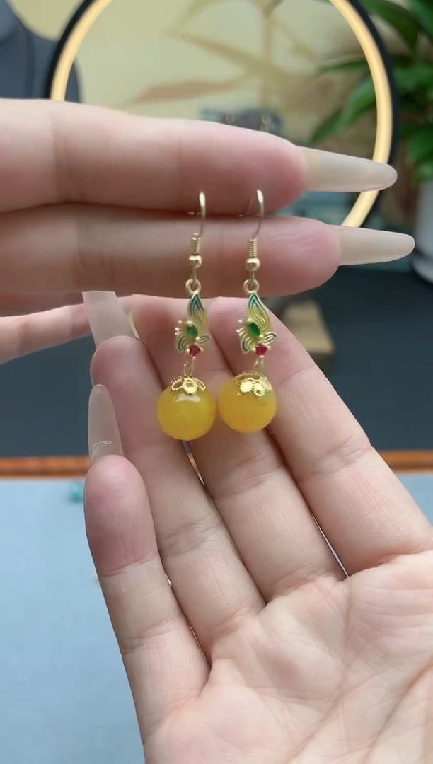 玛瑙/玉髓耳饰银S925镶嵌8852