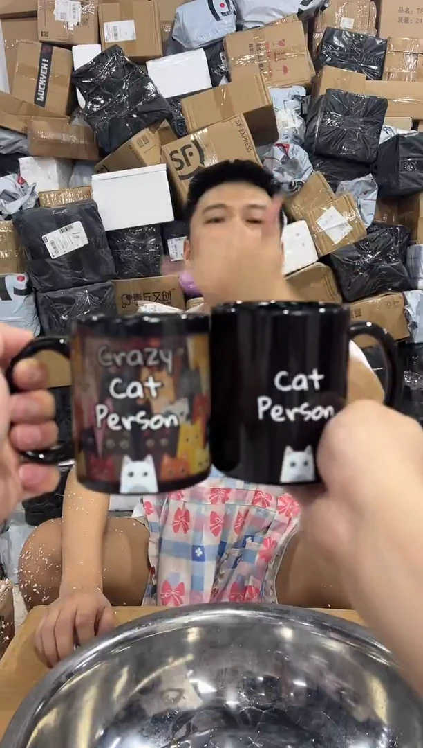 瓷片好多猫变色杯2件套