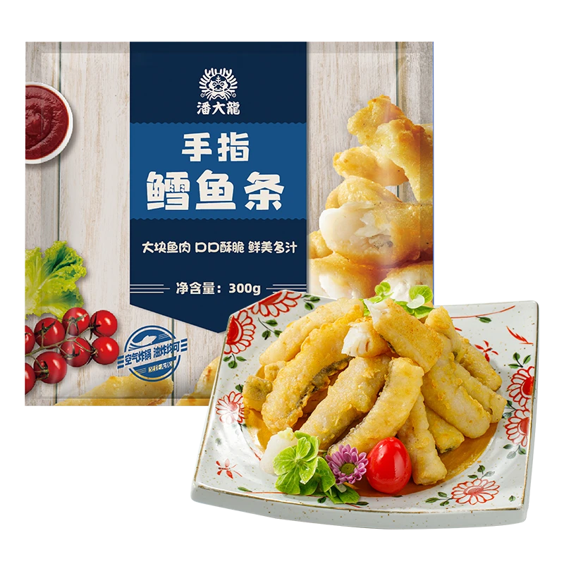 潘大龙手指鳕鱼条 300g/包 深海鱼休闲健康空气炸锅营养早餐