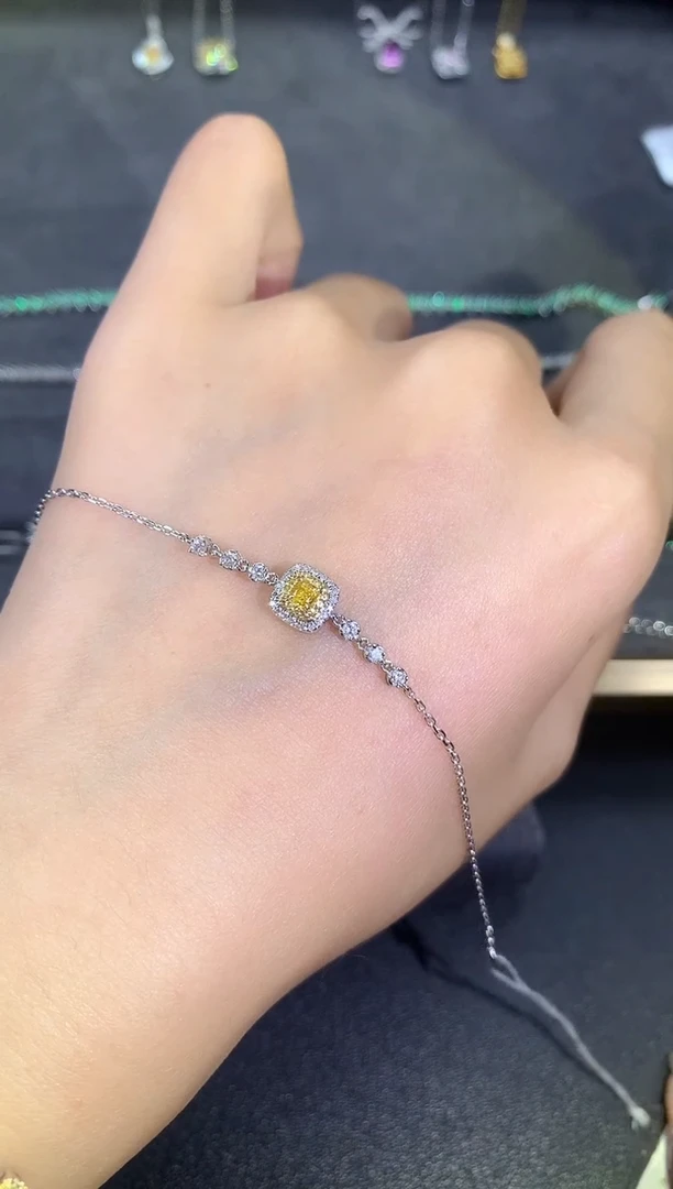 18K金镶嵌手链钻石黄钻手链