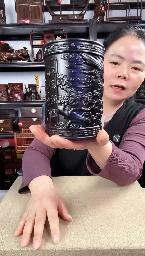 木老李红木工艺品大展宏图笔筒