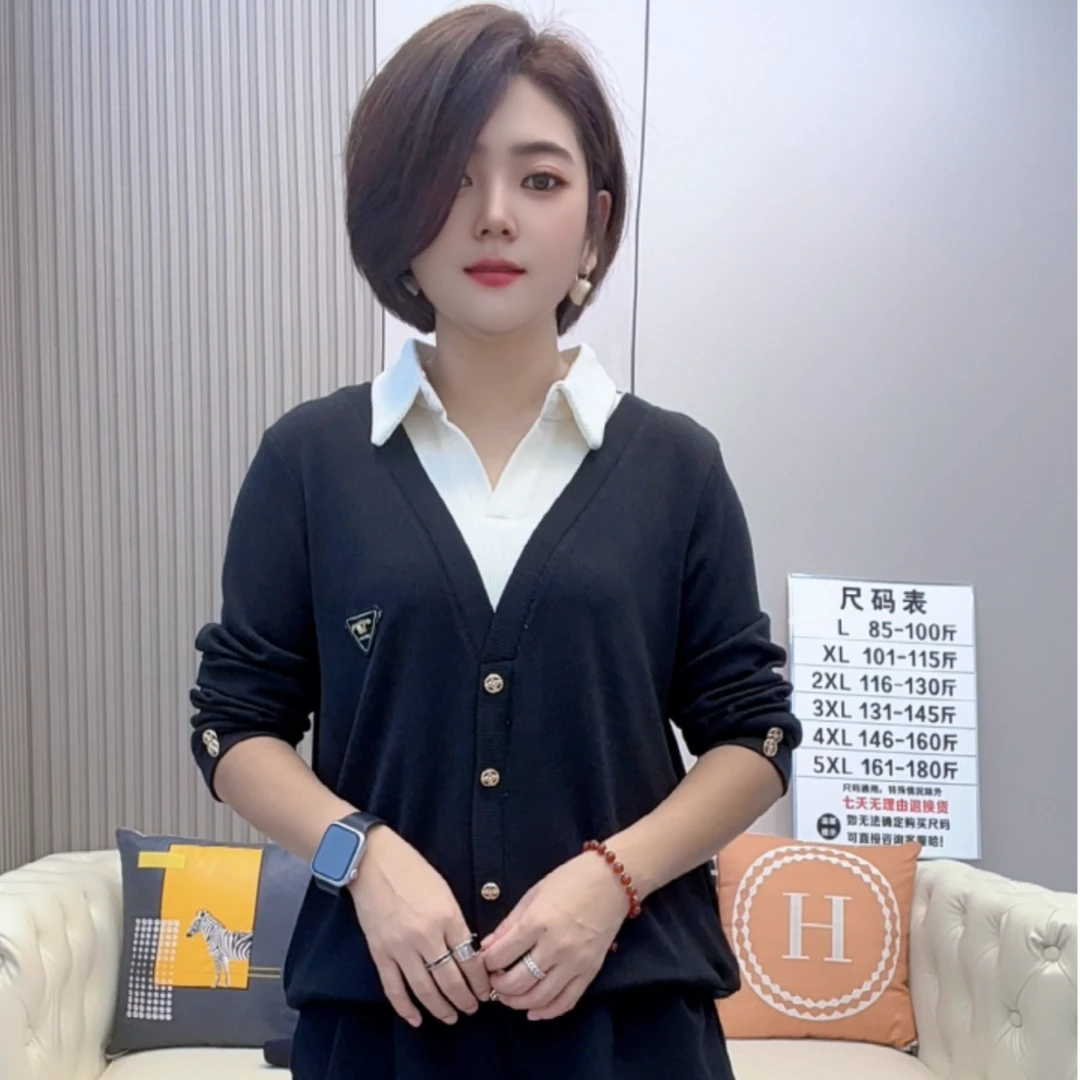 打底衫女衬衫领百搭拼接长袖四季通用女装衬衫领简约显瘦宽松
