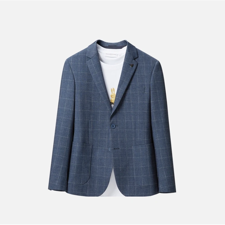 HS448剪标时尚格纹易打理弹力修身男士商务单西外套