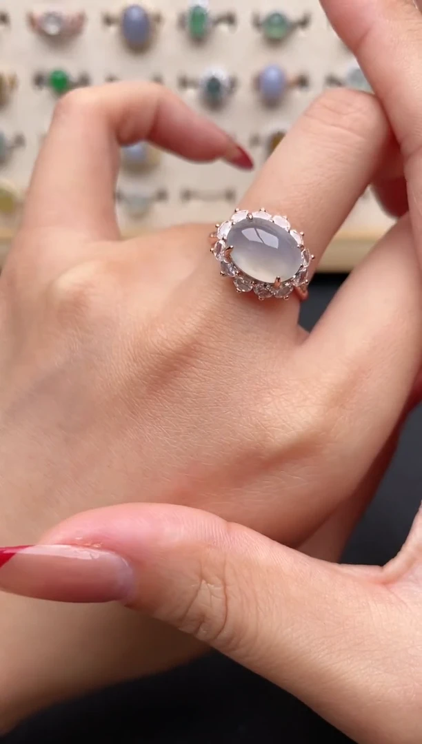 【闪购商品】翡翠戒指银S925镶嵌一物一证一礼盒