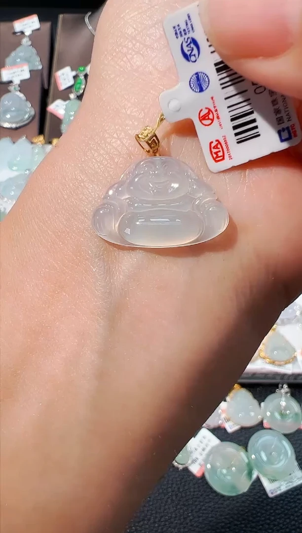 吊坠(不含链)18K金镶嵌翡翠佛公吊坠