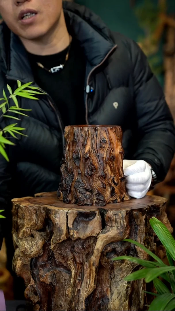 木雷击枣木脱骨老料笔筒