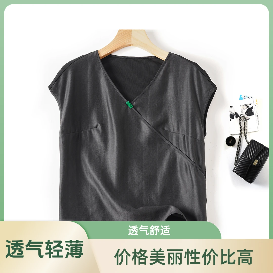 100%桑蚕丝香云纱人字纹2024爆款高端女装后片网纱高级感真丝衬衫