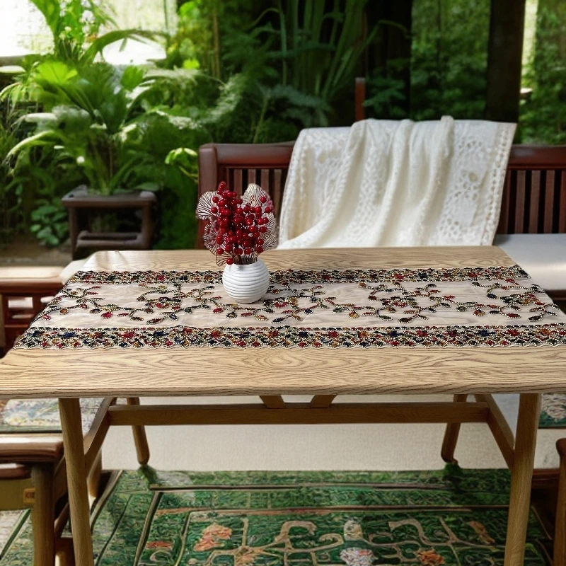 DY133-21金丝绒(40*180cm长方）彩色绳绣长桌旗