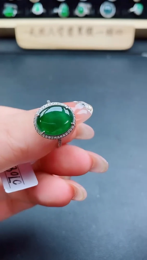 银S925镶嵌戒指翡翠1