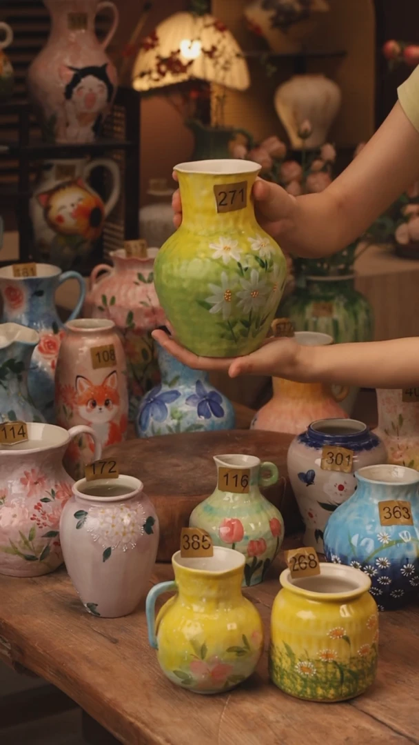 陶瓷271景德镇设计师手作花器摆件侘寂风