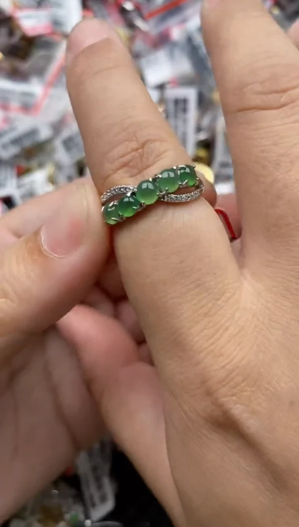 【闪购商品】翡翠戒指银S925镶嵌66666---10