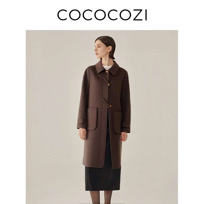 【刘茜姐姐专属】COCOCOZI羊毛大衣女宽松显瘦毛呢外套253CO521D