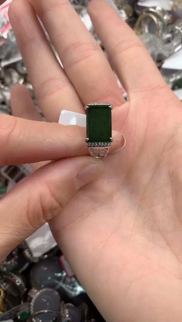 银S925镶嵌戒指翡翠111  6