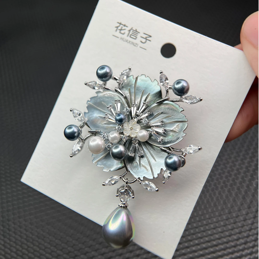 铜贝壳胸针 6910 出水芙蓉2 夏季新品复古重工小裙子胸花别针配饰