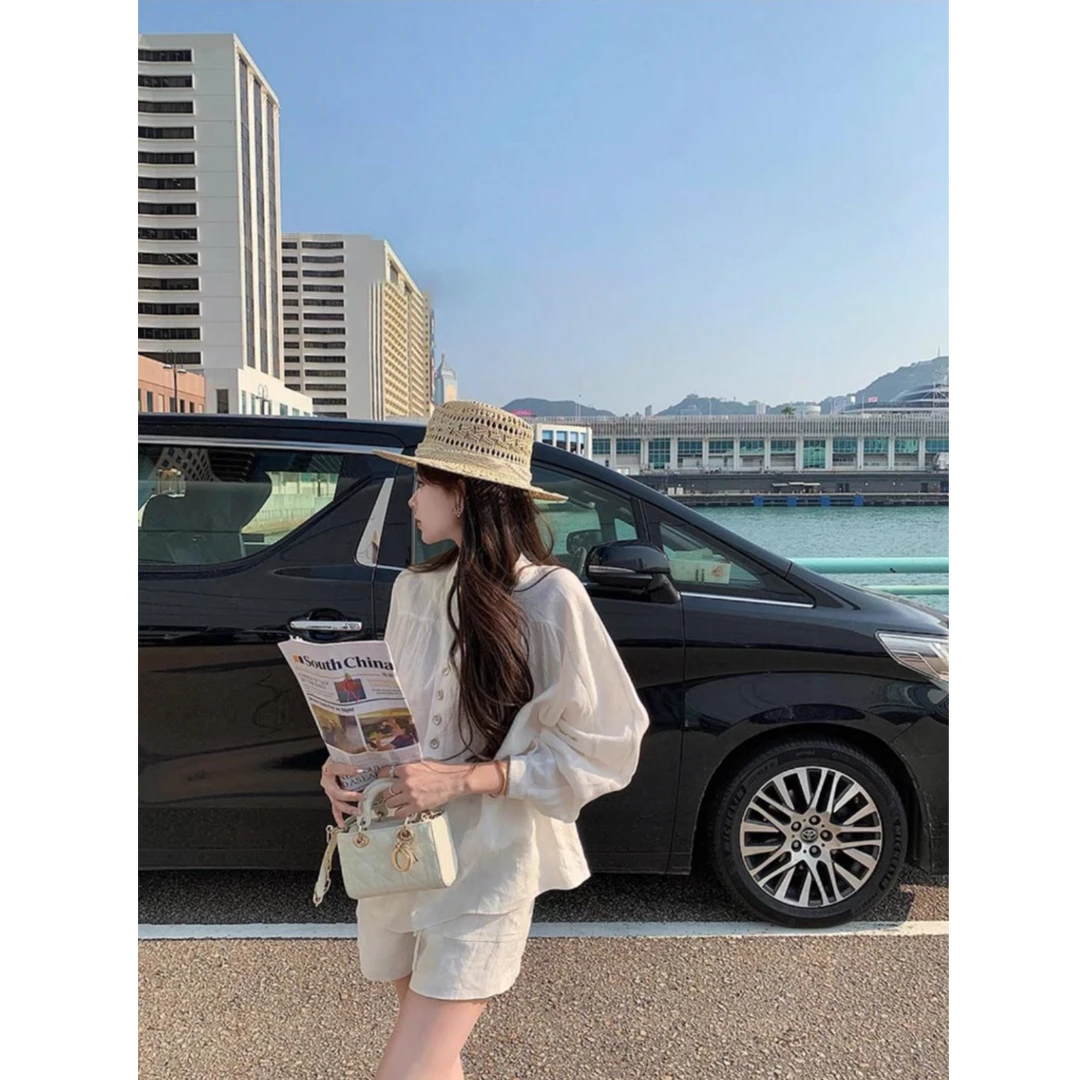 优秀的金蘑菇 "Airy Bule海滨岛屿"高品蓝色系衬衫套装