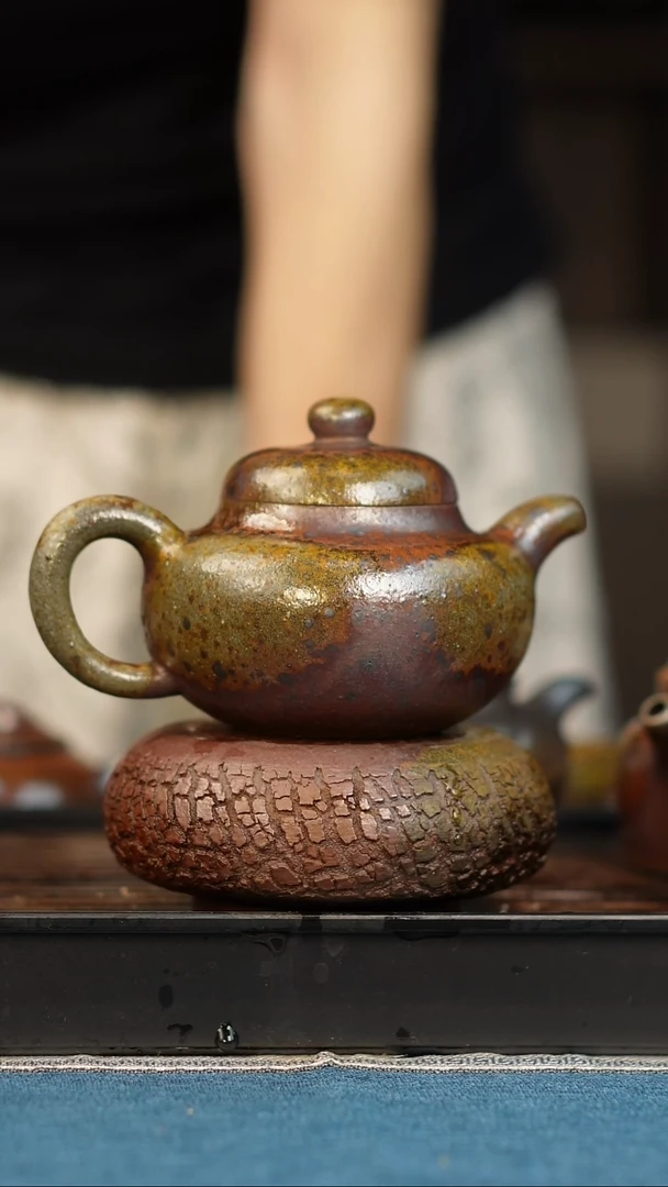 茶壶紫砂瑕疵柴烧紫砂柿圆220cc