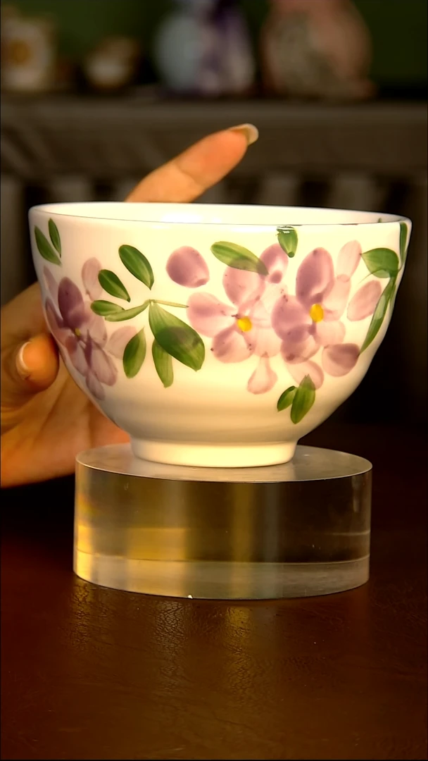 摆件陶景德镇紫藤花大面碗