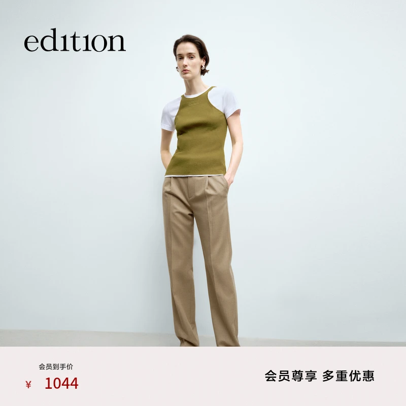 【精英衣橱系列】edition2025春新款绵羊毛直筒西装裤#EBE1PAT002